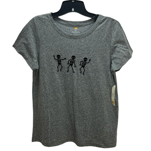 C&C California Heathered Gray Black Skeletons T-Shirt Tee Medium Halloween NWT - Picture 1 of 10